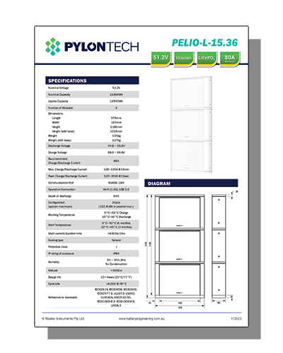 Pylontech PELIO-L-15.36 Pylontech PELIO-L 51.2V 300Ah 15.36kWh Slim ...