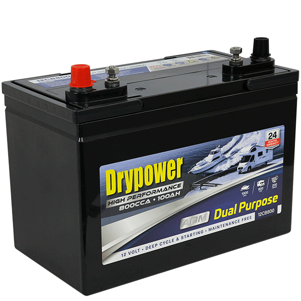 12CB800 Drypower 12V 800CCA 100Ah Dual Purpose AGM Battery for Starting and Deep  Cycle Applications