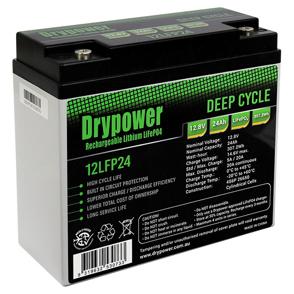 Batterie LITHIUM Fer Phosphate (LiFePO4) 12.8V 24ah Power Battery